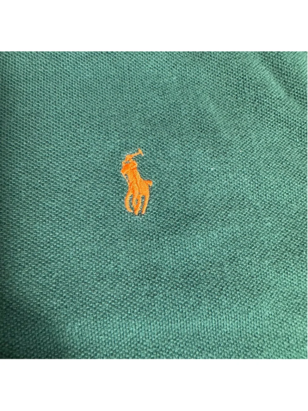 Boys Ralph Lauren Green Polo Shirt with Orange Logo L (14-16)
